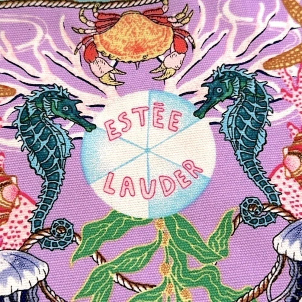 ESTEE LAUDER Coastal Tropical Seashell Makeup Cosmetic Bag Multicolor Canvas 10